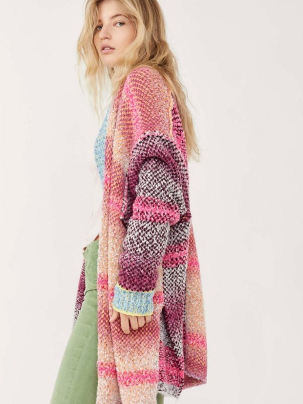 Free People Daydreamer Cardigan - Pink Multi - Size Small - Picture 7 of 8